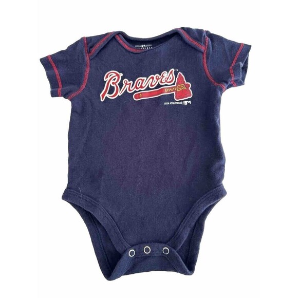 Genuine Merchandise MLB Braves baby Bodysuit Girls 6-9m Blue Short Sleeve - Picture 1 of 5